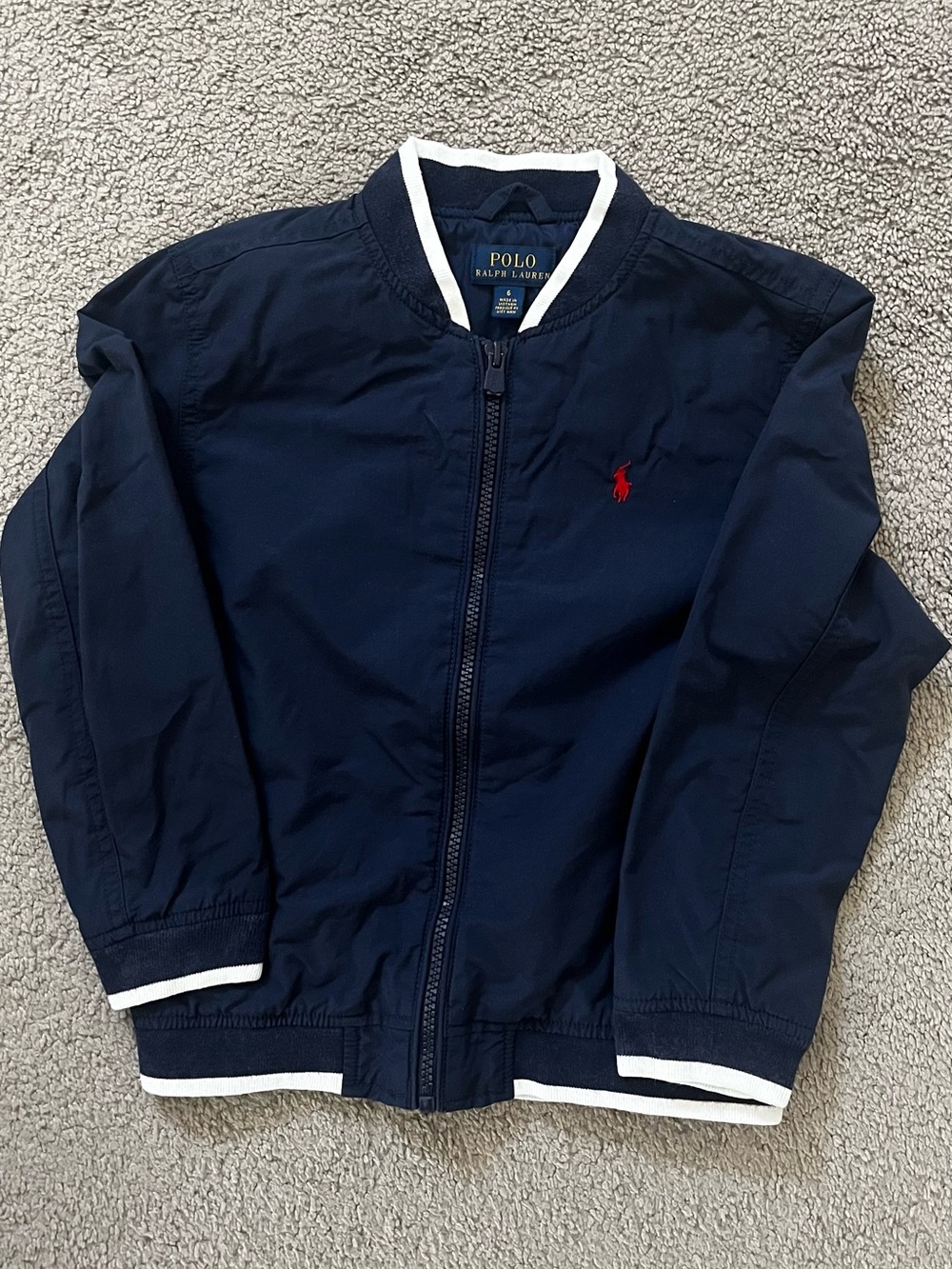 Polo by Ralph Lauren Navy Jacket with Red Pony and White Trim